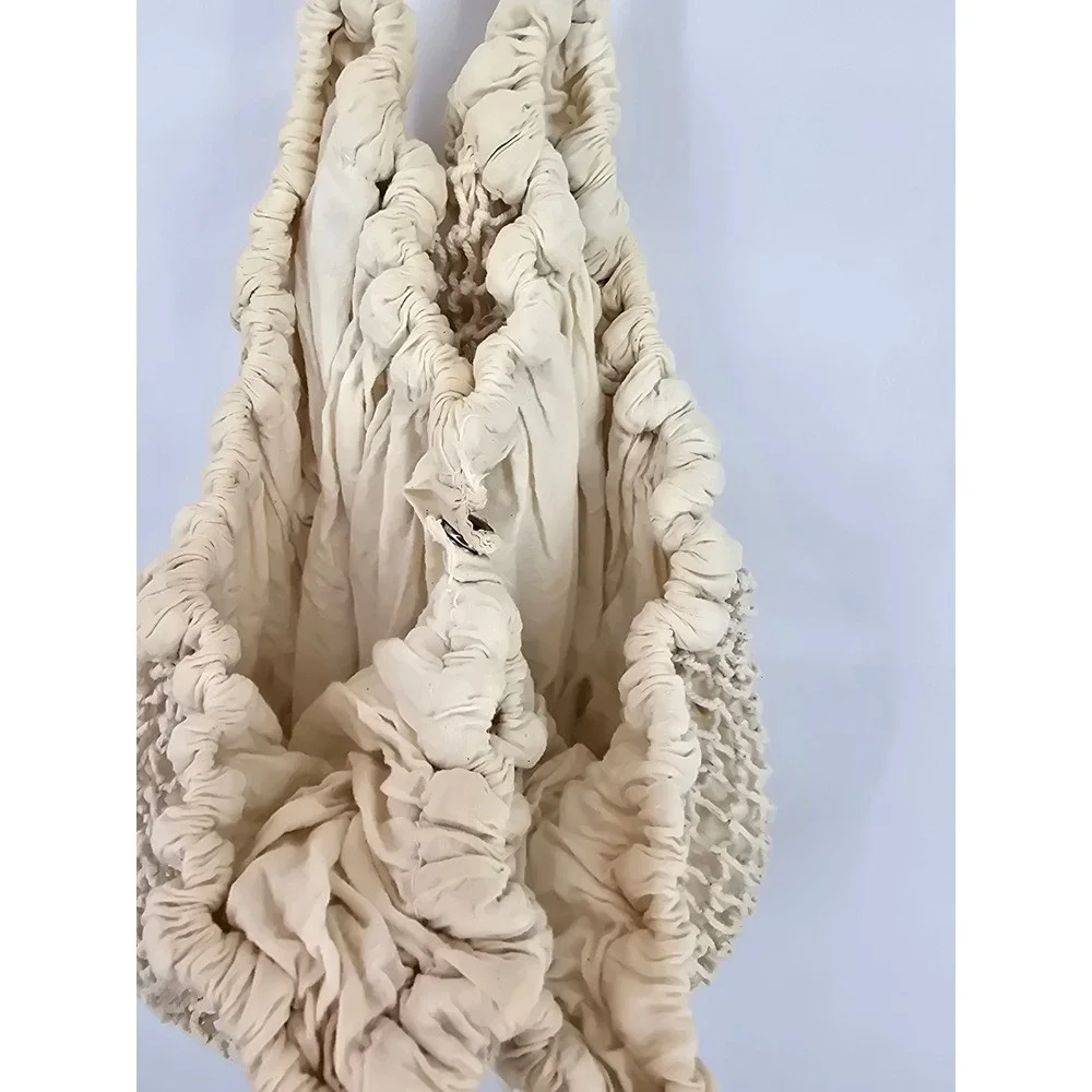Cream Crochet Net Tote Bag - Unbranded